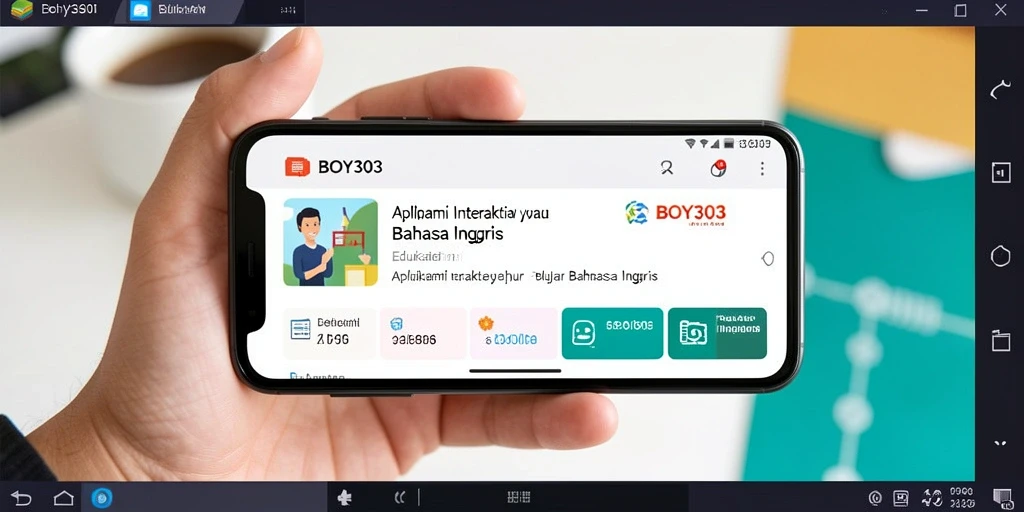 Tampilan antarmuka aplikasi BOY303 untuk belajar Bahasa Inggris.