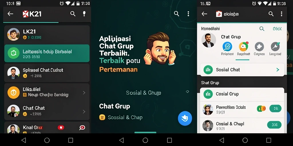 Antarmuka aplikasi Chat Grup LK21 yang menarik dan user-friendly.