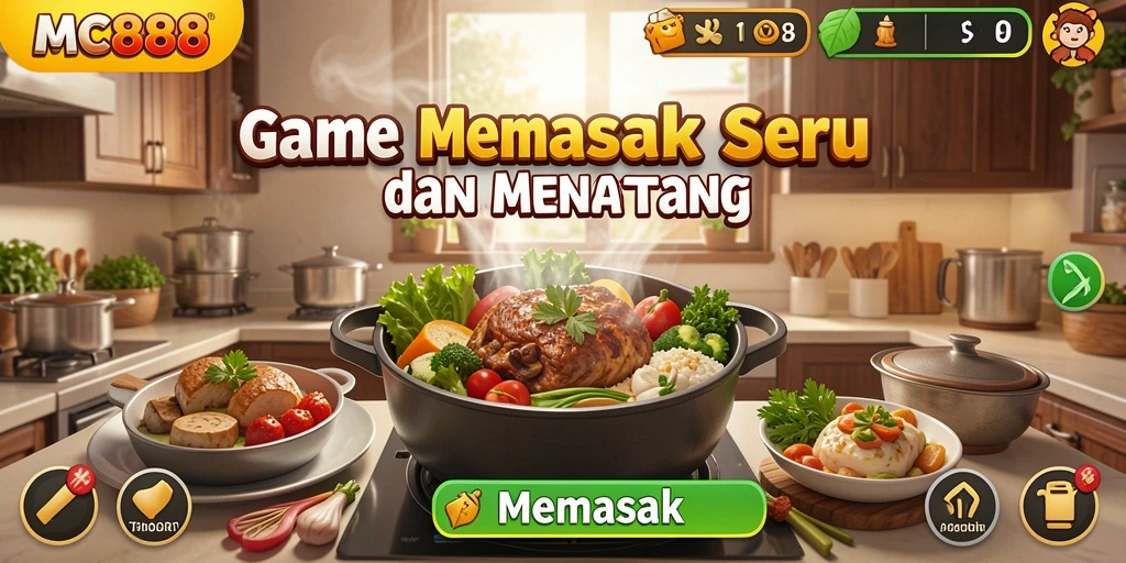 Tampilan antarmuka game Memasak yang menarik dan interaktif.