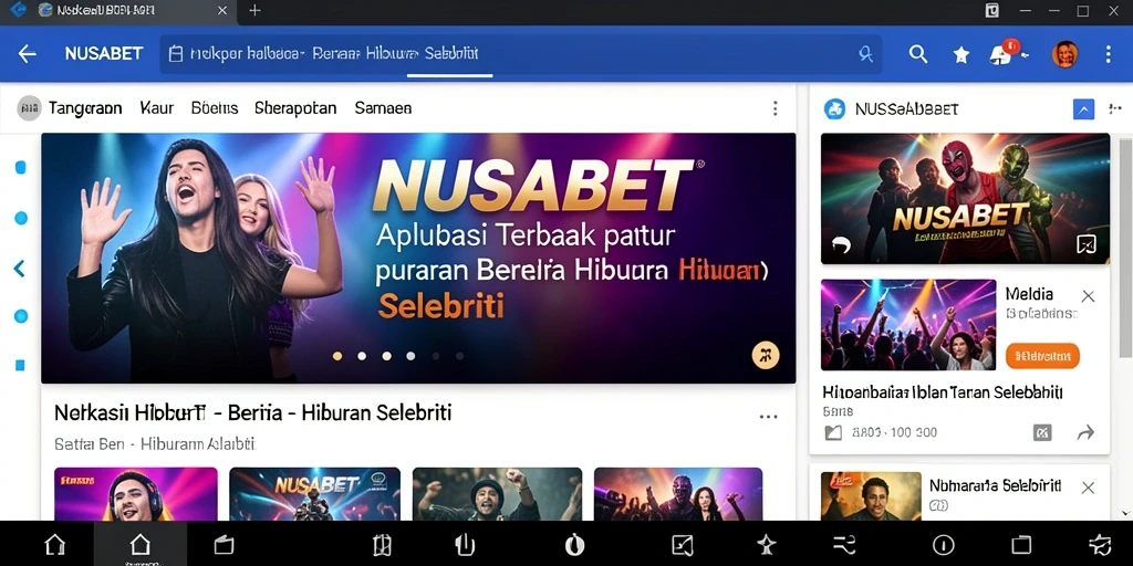 Tampilan antarmuka NUSABET, sederhana dan informatif tentang hiburan.