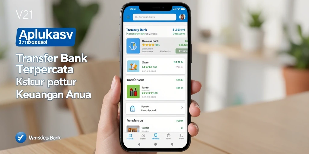 Antarmuka V21 yang ramah pengguna untuk transfer bank.